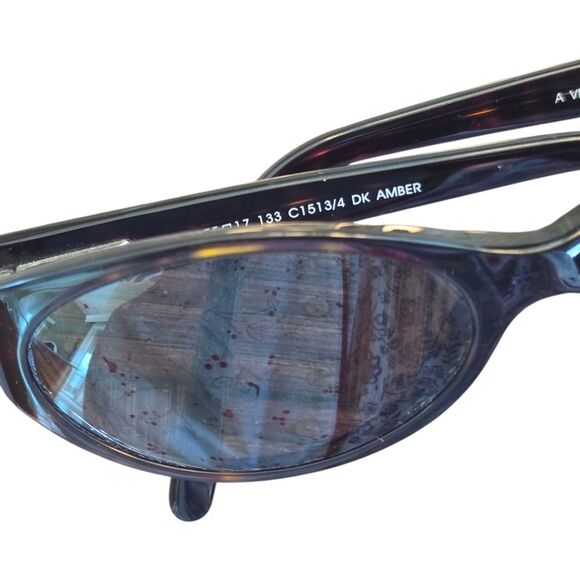 Adrienne Vittadini SunGlasses with Case 5009S Dark Amber Oval Wrap Havana